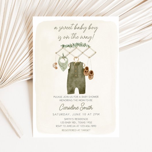 Invitation Boho Boy Baby Clothes Baby Shower