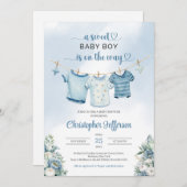 Invitation Boho Boy Baby shower Vêtements de pépinière modern (Devant / Derrière)