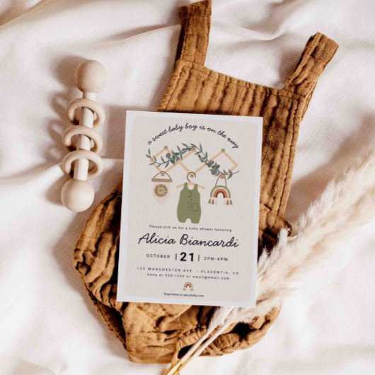 Invitation Boho Boy Baby shower Vêtements pour bébés