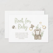 Invitation Boho Boy Bear Baby shower Livres Pour Baby Card (Devant / Derrière)