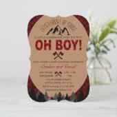 Invitation Boho Boy Lumberjack Red Buffalo Baby shower Invita (Debout devant)