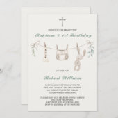 Invitation Boho Boy Premier anniversaire et baptême (Devant / Derrière)