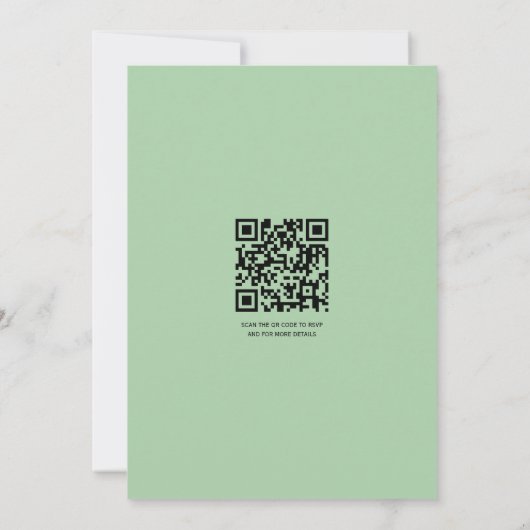 Invitation Boho branches rétro et fleurs Code QR mariage (Dos)