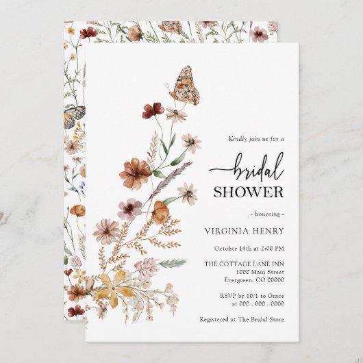 Invitation Boho Bridal Shower (Devant / Derrière)
