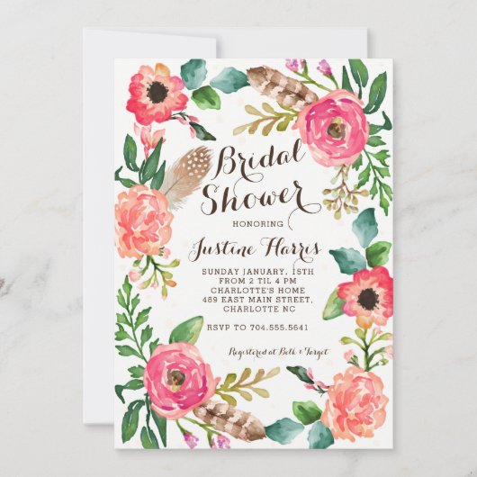 Invitation Boho Bridal Shower (Devant)