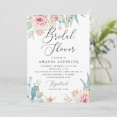 Invitation Boho Bridal Shower | Watercolor Cactus Floral (Debout devant)