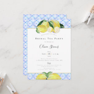 Invitation Boho Bridal Tea Party Yellow Lemons Douche