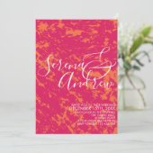 Invitation Boho Bright Abstrait Artsy rose Orange moderne (Debout devant)