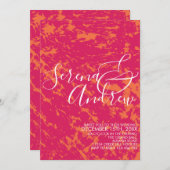 Invitation Boho Bright Abstrait Artsy rose Orange moderne (Devant / Derrière)