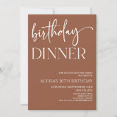Invitation Boho Brown Bohemian Minimal Anniversaire Dîner (Devant)