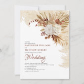 Invitation Boho Brown de fleurs grises neutres (Devant)