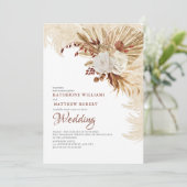 Invitation Boho Brown de fleurs grises neutres (Debout devant)