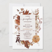 Invitation Boho Brown Fall Petit Baby shower Citrouille (Devant)