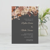 Invitation Boho Brown Floral Hiver Gris Mariage (Debout devant)