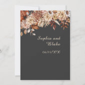 Invitation Boho Brown Floral Hiver Gris Mariage (Dos)