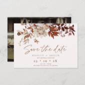 Invitation Boho Brown Floral Mariage de automne Enregistrer L (Devant / Derrière)