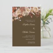 Invitation Boho Brown Floral Winter Café Brown Mariage (Debout devant)