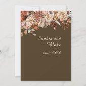 Invitation Boho Brown Floral Winter Café Brown Mariage (Dos)