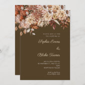 Invitation Boho Brown Floral Winter Café Brown Mariage (Devant / Derrière)