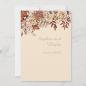 Invitation Boho Brown Floral Winter Champagne Mariage (Dos)