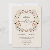 Invitation Boho brûlé orange cuivre fleurs sauvages couronne (Devant)