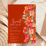 Invitation Boho brûlé terre orange tonalité florale chic doux<br><div class="desc">Boho brûlé terre orange tonalité florale chic doux 16 invitation avec terre cuite peinte à la main,  rose,  pêche,  fleurs jaunes et rouges avec feuille verte et feuillage vert sur terre cuite arrière - plan avec une typographie brossée.</div>