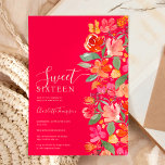 Invitation Boho brûlé terre orange tonalité florale chic doux<br><div class="desc">Boho brûlé terre orange tonalité florale chic doux 16 invitation avec la terre cuite peinte à la main,  rose,  pêche,  fleurs jaunes et rouges avec feuille verte et feuillage verdoyant sur un arrière - plan rose néon brillant avec une typographie brossée.</div>