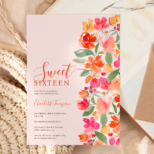 Invitation Boho brûlé terre orange tonalité florale chic doux