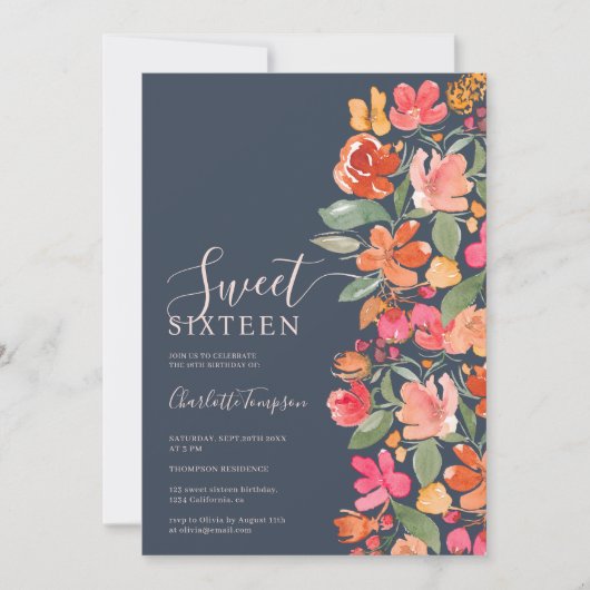 Invitation Boho brûlé terre orange tonalité florale chic doux (Devant)