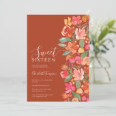 Invitation Boho brûlé terre orange tonalité florale chic doux (Debout devant)