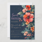 Invitation Boho brûlé terre orange tonalité florale douce 16 (Devant)