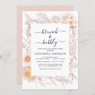 Invitation Boho Brunch & Bubbly Fête des mariées Dusty Rose