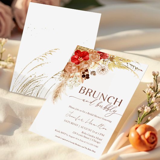 Invitation Boho Brunch et Bubbly | Fête des mariées en terre