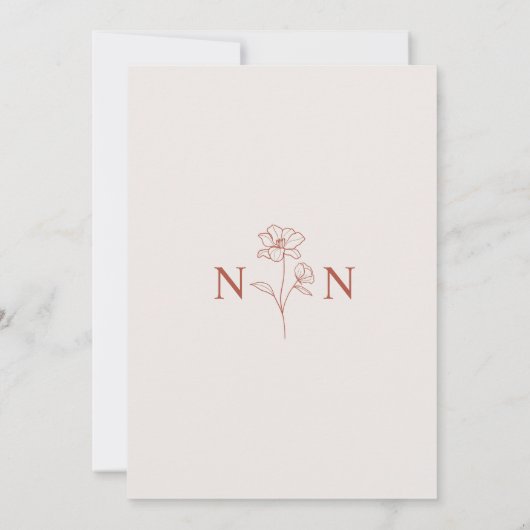 Invitation Boho Budget Terracotta Rust Flower Mariage | DO-IT (Dos)