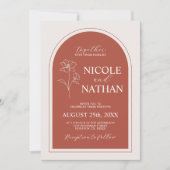Invitation Boho Budget Terracotta Rustique Fleur Mariage | DO (Devant)