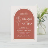 Invitation Boho Budget Terracotta Rustique Fleur Mariage | DO (Debout devant)