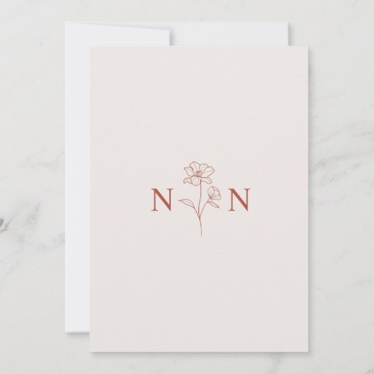 Invitation Boho Budget Terracotta Rustique Fleur Mariage | DO (Dos)