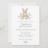 Invitation Boho Bunny Watercolor Stripe Baby Shower (Devant)