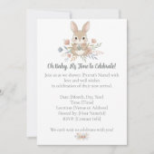 Invitation Boho Bunny Watercolor Stripe Baby Shower (Devant)
