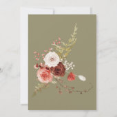 Invitation Boho Burange Chute Florale Arche Monogramme Sage (Dos)