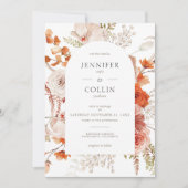 Invitation Boho Burange Chute Orange Arc Floral Blanc (Devant)