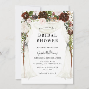 Invitation boho burgundy à baldaquin fleuri douche nuptiale