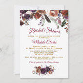 Invitation Boho Burgundy Aquarelle Fête des mariées florale (Devant)