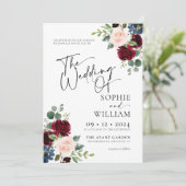 Invitation Boho Burgundy Blush (Debout devant)