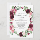 Invitation Boho Burgundy & Blush Floral Graduation Party (Devant)