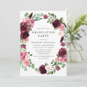 Invitation Boho Burgundy & Blush Floral Graduation Party (Debout devant)