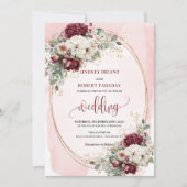 Invitation Boho Burgundy Blush Suite Rose (Devant)