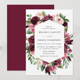 Invitation Boho Burgundy & Blush Watercolor Mariage Floral