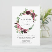 Invitation Boho Burgundy & Blush Watercolor Mariage Floral (Debout devant)