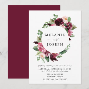Invitation Boho Burgundy & Blush Watercolor Mariage Floral